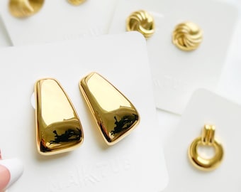Chunky Gold Statement Earrings • Geometric Studs • Bold Modern Earrings • Minimalist Jewelry Gift for Her