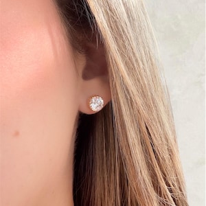 18K Gold Filled CZ Stud Earrings: Classic Round Sparkle