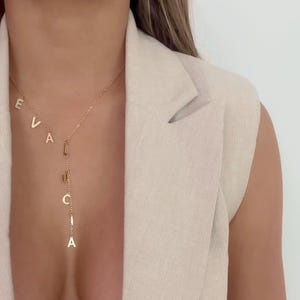 Personalized Drop Name Necklace, Unique Gift for Mom and Her, Custom Lariat Initial Jewelry
