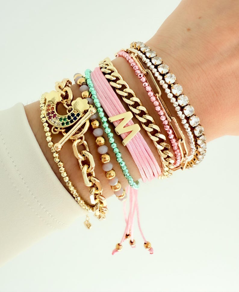 Pulsera De Cuentas De Semillas De Colores Delicado Cristal Chapado En pulsera-de-cuentas-de-semillas-de-colores-delicado-cristal-chapado-en