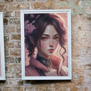 Cute anime girl cherry blossom poster