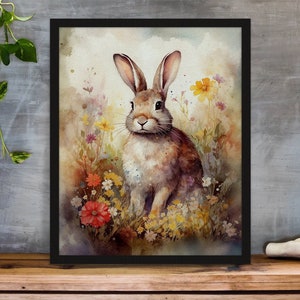 Rabbit decor gift for her Hare wall art gift for him Bunny art print Giclee bunny art print gift