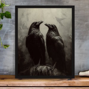 Crow gift for him Corvus art decor Raven giclee gift for her Raven wall art decor gift Digital crow physical art