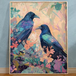 Crow Geschenk für sie Moody Raven Wand Kunst Corvus Kunst Dekor Rabe druckbares Geschenk für sie Crow sofortige digitale Kunst