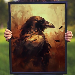 Krähe Geschenk für sie Moody Raven Wand Kunst Corvus Kunst Dekor Rabe druckbares Geschenk für ihn Crow sofortig digitale Kunst