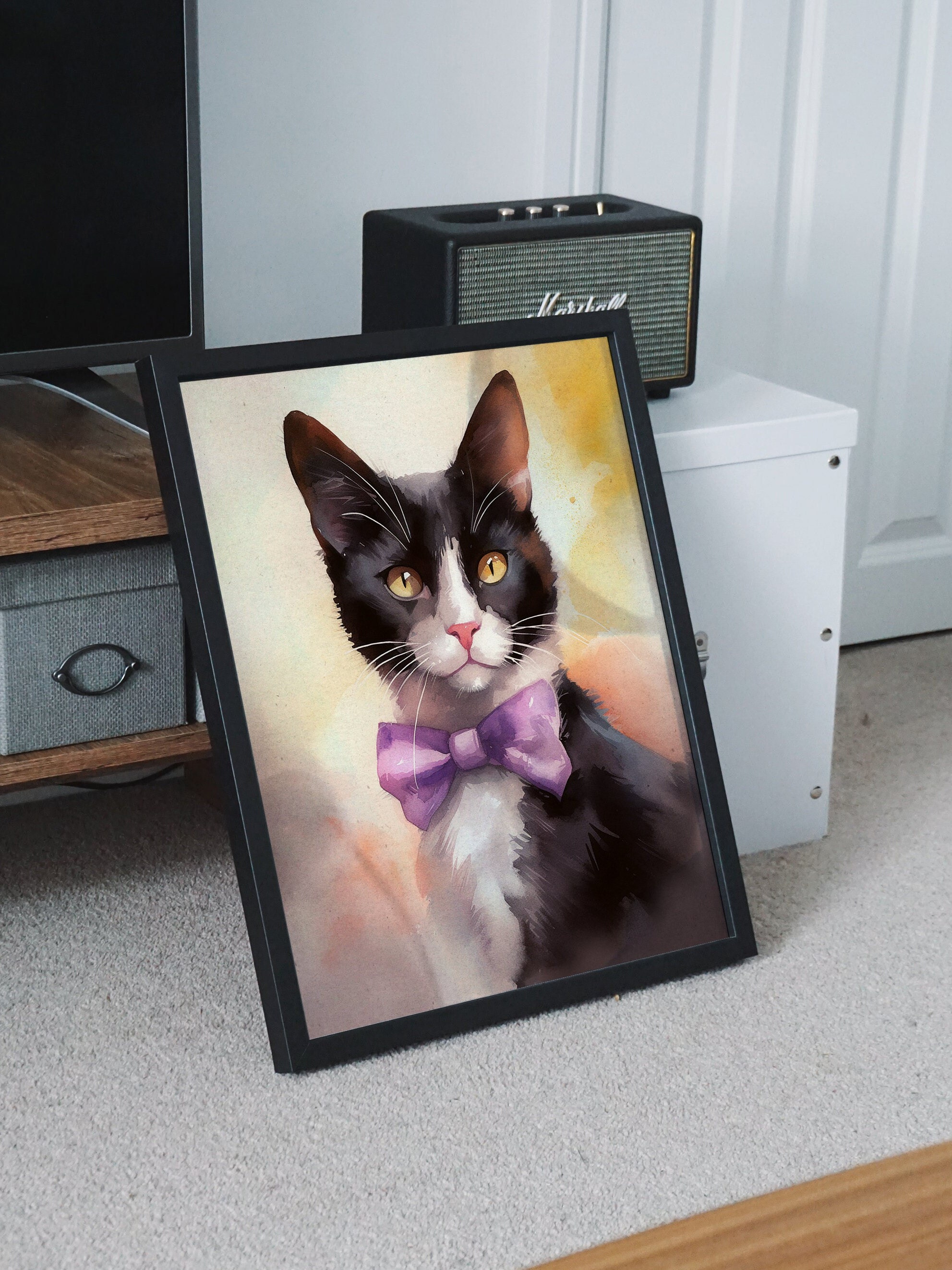 Digital Tuxedo Cat Art Print Printable Tuxedo Kitten Art Cute - Etsy