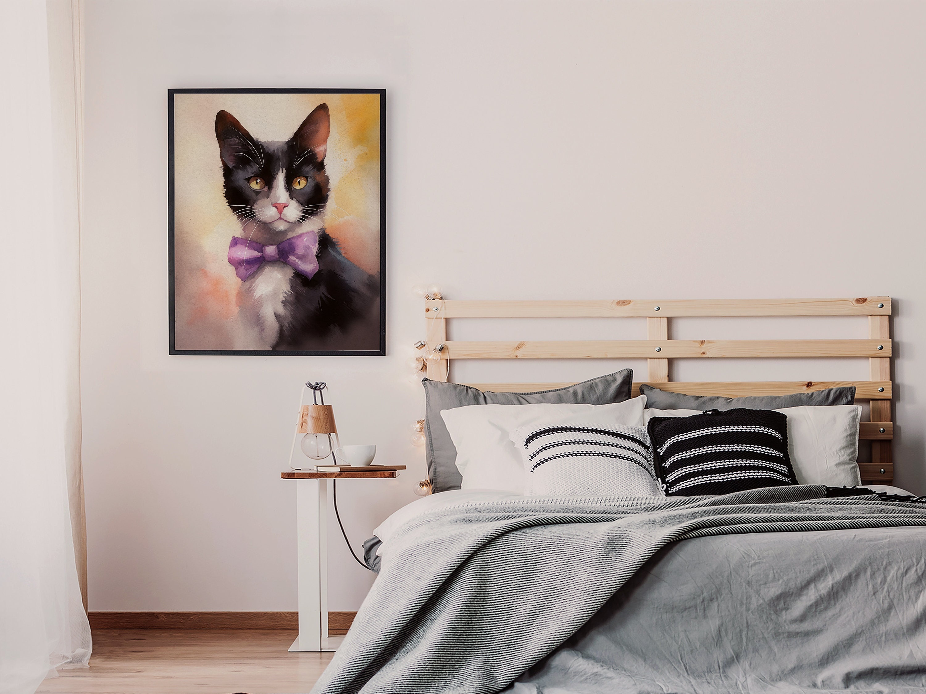 Digital Tuxedo Cat Art Print Printable Tuxedo Kitten Art Cute - Etsy