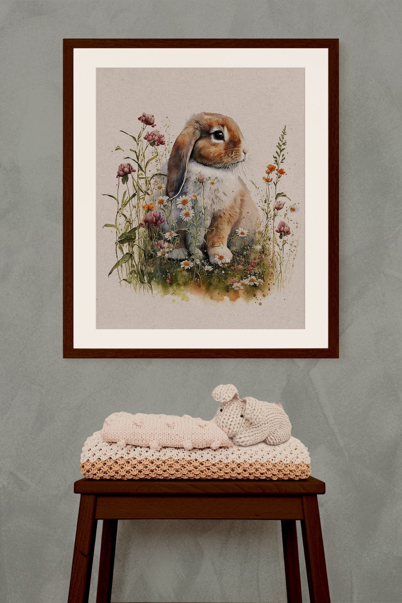 Rabbit Art Print Watercolor Artwork Digital Download Print Etsy