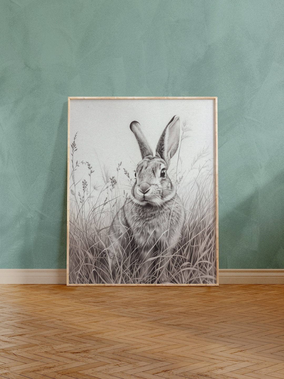 Physical Rabbit Graphite Gift for Him Hare Wall Art Gift for Her Giclee ...