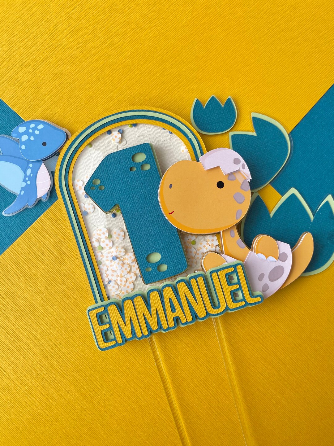 Dinosaur Shaker Cake Topper, Dino Party Decor, Rawr Im One Cake Topper