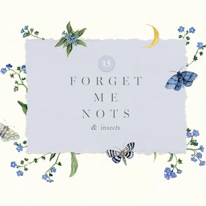 Watercolor Forget-Me-Not Clipart: Blue Floral Wedding Art (PNG Files, 300 DPI)