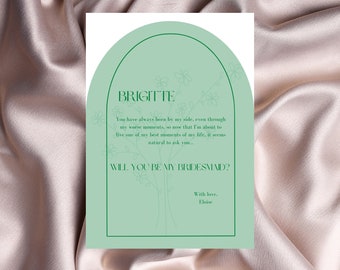 Bridesmaid Card, EDITABLE TEMPLATE, Bridesmaid Proposal Card, Be my bridesmaid card