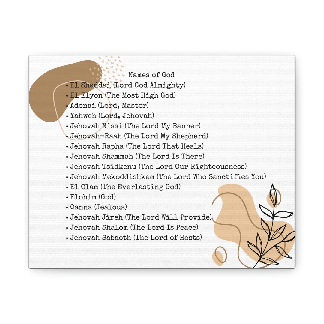 Names of God Canvas Gallery Wraps Neutral Wall Art Religious Wall Art ...