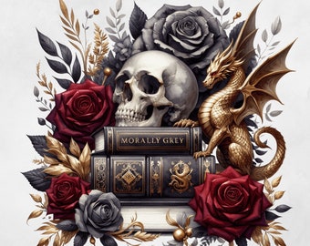 Archivo de sublimación PNG de Moralmente Gris, diseño de taza romántica, PNG de libros, Club de lectura picante, Booktok, Romance oscuro, PNG, Clip Art de Bookstagram