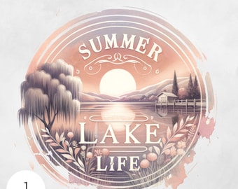 Summer Lake Life Retro Png Design, Spring Outdoors Sublimation Digital Download, Trendy Summer Lake Camping Digital Design