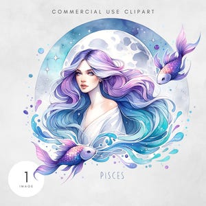 Pisces Sternzeichen PNG Astrologie Clipart Datei Wasser Sublimation Design Horoskop Pisces PNG Zodiac Art Digital Download Zodiac hübsches Design