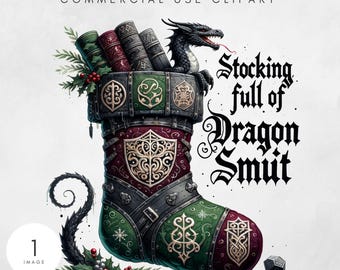 Dragon Smut Christmas Stocking png, Fantasy Digital Download Clipart, Book Lover Art, Whimsical Dragon Stickers for Readers