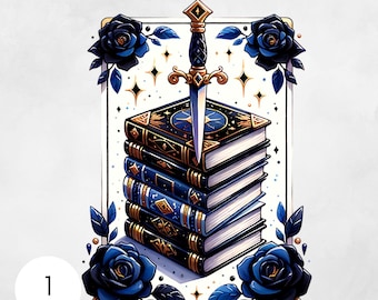 Romantasy Book club png, Tarot Card Books png, bookish png, fantasy book tarot, reading png, romance book png, Book Lover Sublimation Design