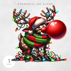 Quirky Reindeer Clipart, Funny Reindeer PNG, Christmas Reindeer PNG, Junk Journal Design, Funny Christmas Sublimation Single Value File