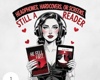 Audiobook E-Reader Book PNG Still Reading Cute Trendy Digital Download for Book Lovers Stickers Aesthetic Designs Booktok Reader Gifts