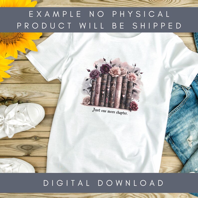 Bokvänliga saker PNG Bokliknande tumbler wrap bokflicka Söta klistermärken och clipart Bokälskare Blommönster Citat Sublimeringskonst för T-shirts bild 7