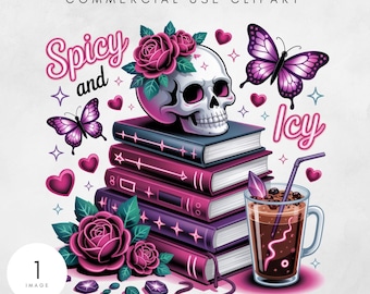 I Like My Books Spicy and My Coffee Png, Booktok Funny Digital Download PNG, Bookish Sublimation Design, Coffee Book PNG, Spicy Book Png