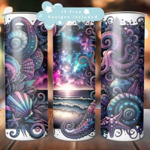 Sea Witch Tumbler Wrap, Dark Siren Ocean 20 Unzen Skinny Sublimationsbecher Design, Night Beach Seashell Mermaid Scale Tumbler Wrap