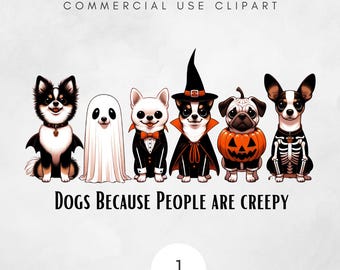 Dogs Because People Are Creepy PNG Funny Trendy Cute Spooky Vintage Retro Halloween Dog Mom Ghost Halloween digital art for pet enthusiasts
