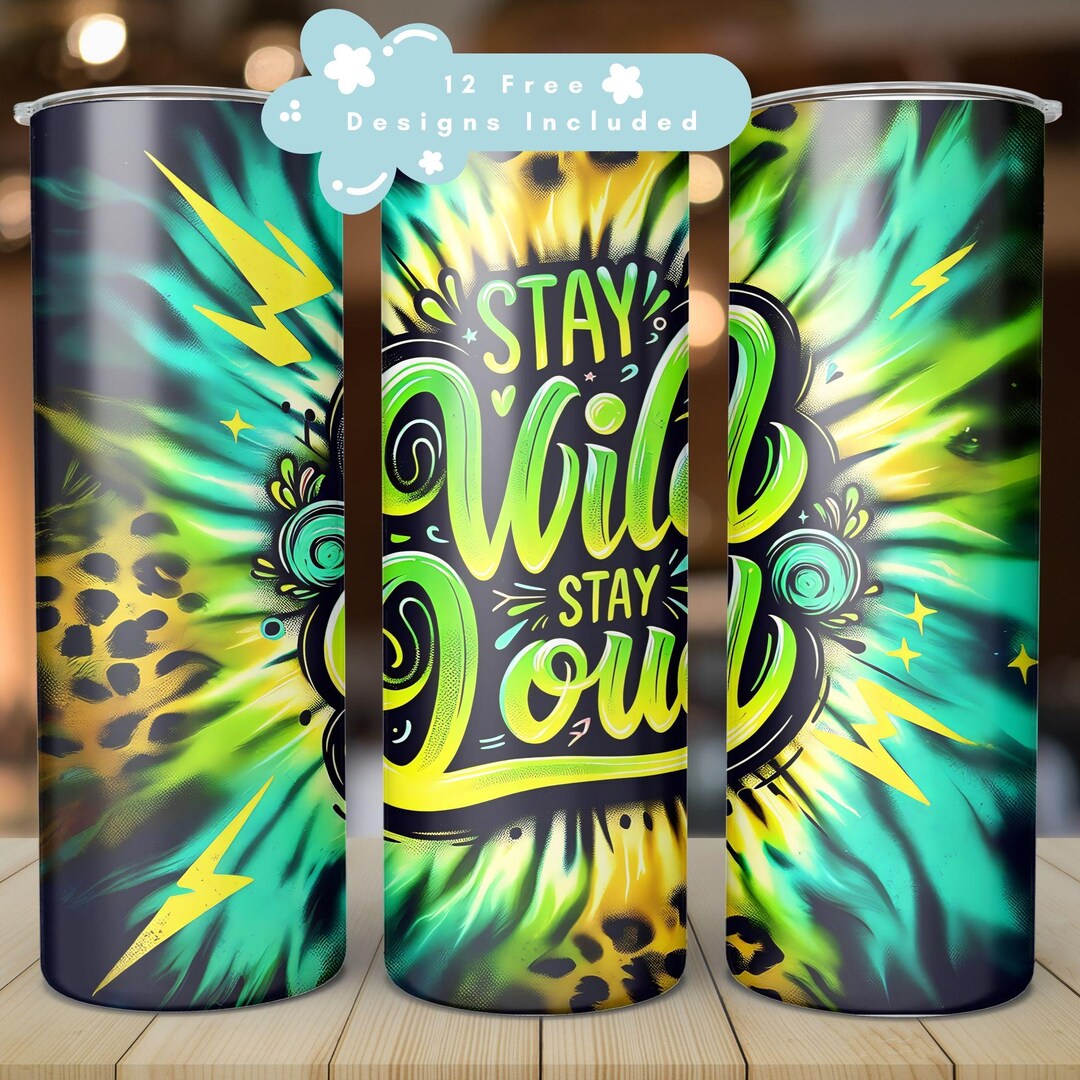 Tie Dye Tumbler Wrap PNG, Pink Leopard Print 20 Oz Sublimation Skinny ...