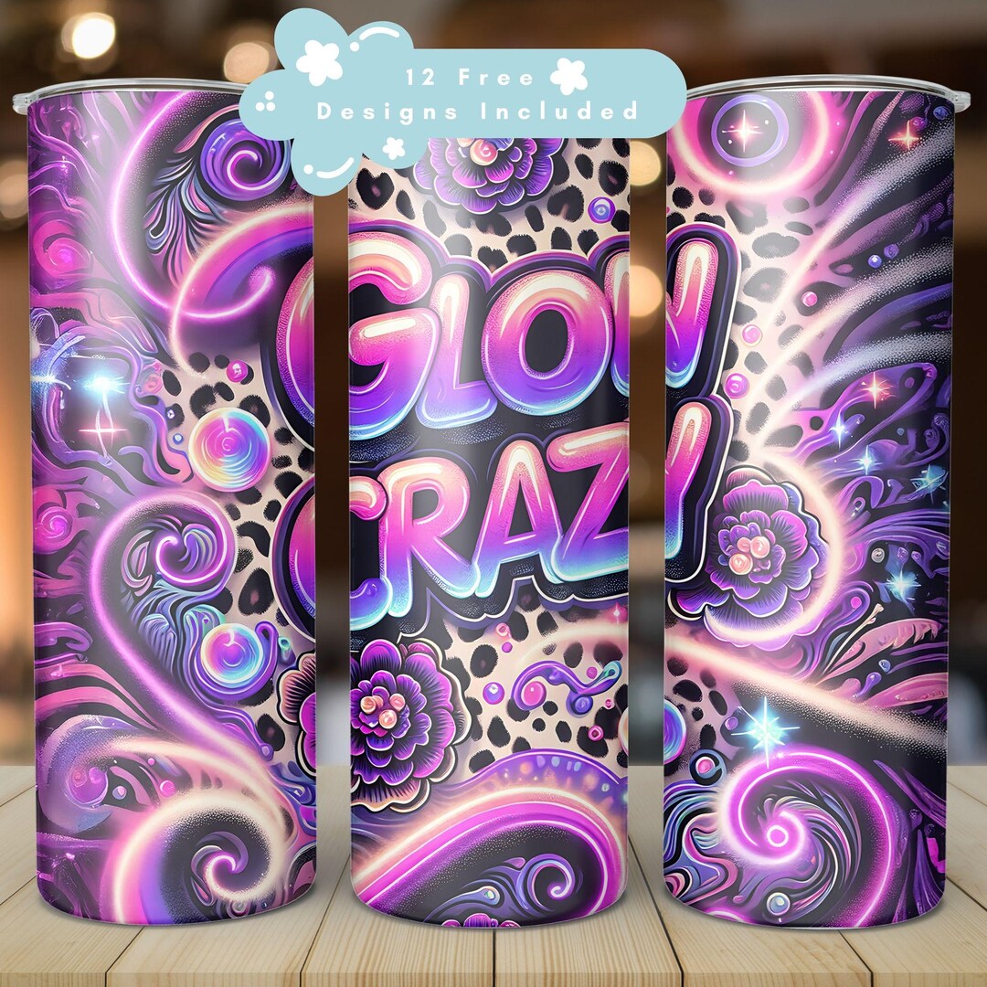 Tie Dye Tumbler Wrap PNG, Pink Leopard Print 20 Oz Sublimation Skinny ...