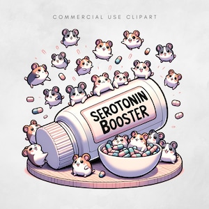 Serotonine booster hamster png-bestand, hamster moeder grafische tshirt png-bestand, hamsterliefhebber sublimatieontwerp, Happy Pills shirt digitaal ontwerp