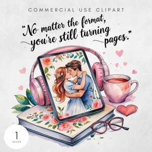 Audiobook Girlie PNG Trendy Bookish Designs Cute Sticker for Readers Cute Aesthetic PNG for Book Lover E-Reader Sublimation File Book Reader