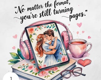 Audiobook Girlie PNG Trendy Bookish Designs Cute Sticker for Readers Cute Aesthetic PNG for Book Lover E-Reader Sublimation File Book Reader