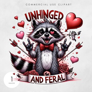 Unhinged And Feral Png Lustiger Waschbär Png Rock'n Wilder Waschbär Vintage Wilde Mutter Lustig Einzigartig Wilder Valentinstag PNG sarkastisches Zitat Kunst für Tasche
