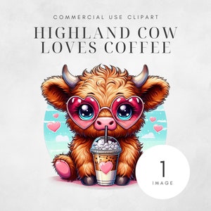Cute Highland Cow Png, Sublimation Design, Coffee Addict Clipart, Cow Digital Image, Western Png, T-Shirt Design, Instant Download Png, DTF