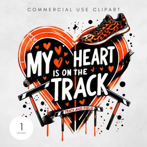 Mi corazón está en la pista y el campo PNG Diseño de camiseta para el día de la carrera de cross country Diseño de sublimación para mamá corredora con corazón de leopardo Descargar archivo