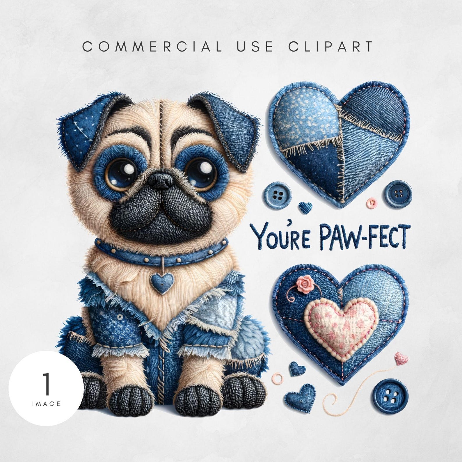 Denim Patchwork Dog PNG, Cute Puppy Sublimation Design, Jean Dog ...