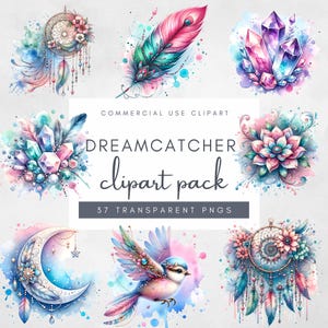 Boho Dreamcatcher Floral Clipart Bundle, Dream Catcher 20oz Skinny Sublimacja Tumbler Design, Kwiatowy Boho Sublimacja Design PNG