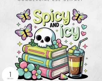 I Like My Books Spicy and My Coffee Png, Booktok Funny Digital Download PNG, Bookish Sublimation Design, Coffee Book PNG, Spicy Book Png