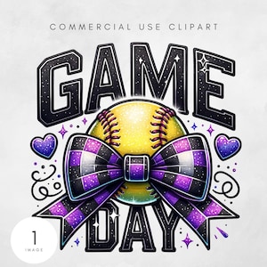 Softball Game Day PNG Purple Coquette Softball Glitter Png Softball Mama Png Softball Mom Png, Game Day Sport Png Sublimation Design