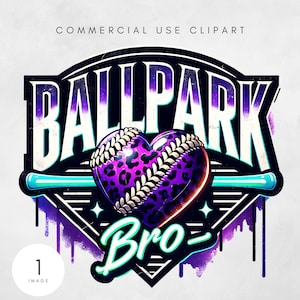 Ballpark Bro PNG, lustige Sibling Baseball Sublimationsdatei Digital Design Instant Download, druckbare Kunst Leopard Herz Baseball Bruder PNG