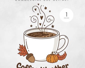 Kaffee Wetter PNG: Gemütliches Herbst Sublimationsdesign, digitaler Download für Kaffeeliebhaber, Retro Herbst Grafik