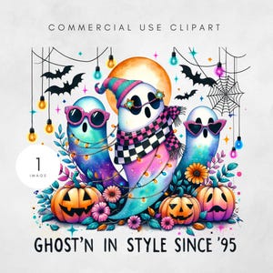 Fantasma fofo Halloween PNG Design de sublimação de fantasma floral retrô brilhante outono PNG png assustador outono png download instantâneo era dos anos 90 engraçado vintage