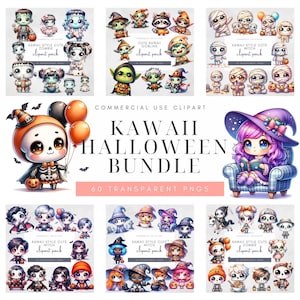 Süßes Halloween PNG Kawaii Frankenstein Digitales Design für Kinder-Halloween-Party Einladungen Dekor Monster Clipart Spooky Sublimation