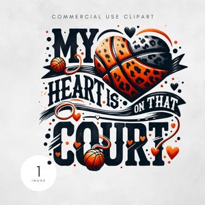 Mein Herz ist auf diesem Platz Basketball PNG Spieltag Tshirt Design Leopard Herz Basketball Mom Mama Sublimation Design Digital Download File