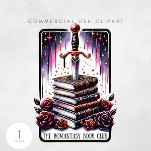 Romantasy Buchclub png, Tarot Kartenbücher png, Fantasy Buch Tarot, Lesen png, Romantik Buch png, Buchliebhaber Sublimation Design