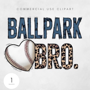 Ballpark Bro PNG, lustige Sibling Baseball Sublimationsdatei Digital Design Instant Download, druckbare Kunst Leopard Herz Baseball Bruder PNG