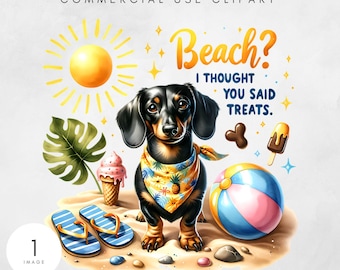 Summer Dachshund PNG, Cute Dog Art, Digital Download, Sublimation Design, Perfect for T-Shirts and Stickers