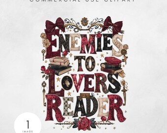 Feinde der Liebhaber PNG, niedliche Bücherwurm Romanze digitaler Download, ästhetische Kunst für Leser, einzigartige Geschenkideen