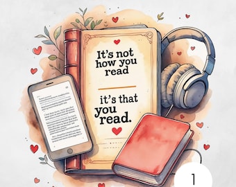 Audiobook Girlie PNG, Trendy Bookish Designs, Cute Stickers for Readers, Aesthetic PNG for Book Lovers E-Reader Sublimation File Book Reader